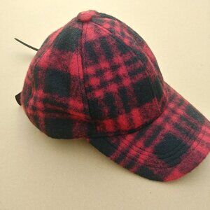 NEW WITH TAGS Charlie Paige wool blend red black plaid baseball cap One …